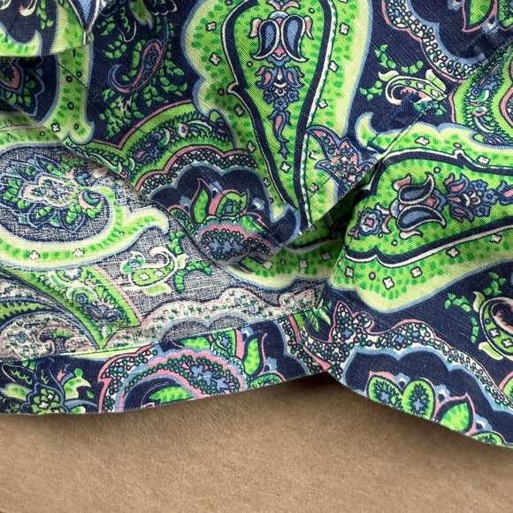 Cremieux Shirt Mens S Blue Green Paisley Linen Blend‎ Casual Button Front - Picture 6 of 11